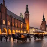 Krakow Market Square at night