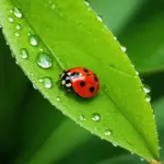 Ladybug Exploring a Leaf