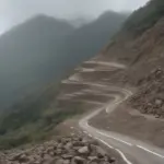 Landslide Blocking Mountain Road