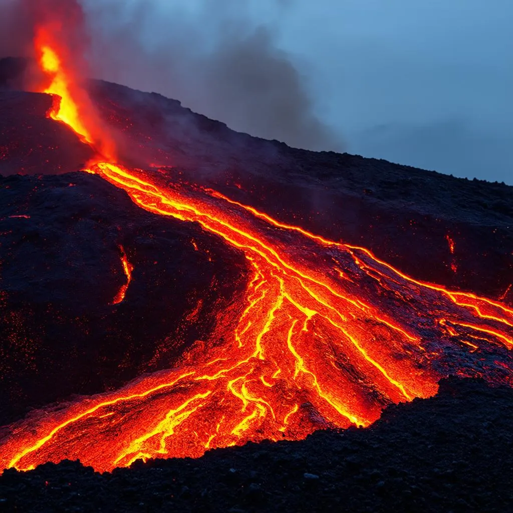 The speed of a lava flow