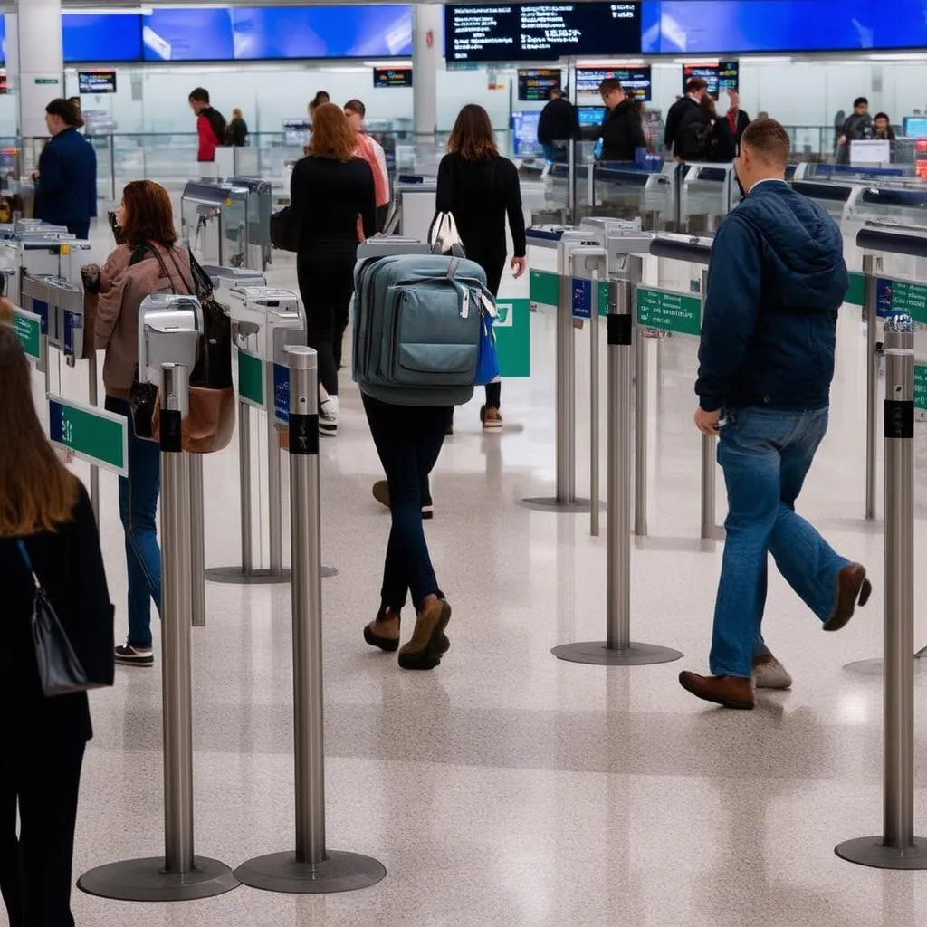 Busy LAX airport terminal