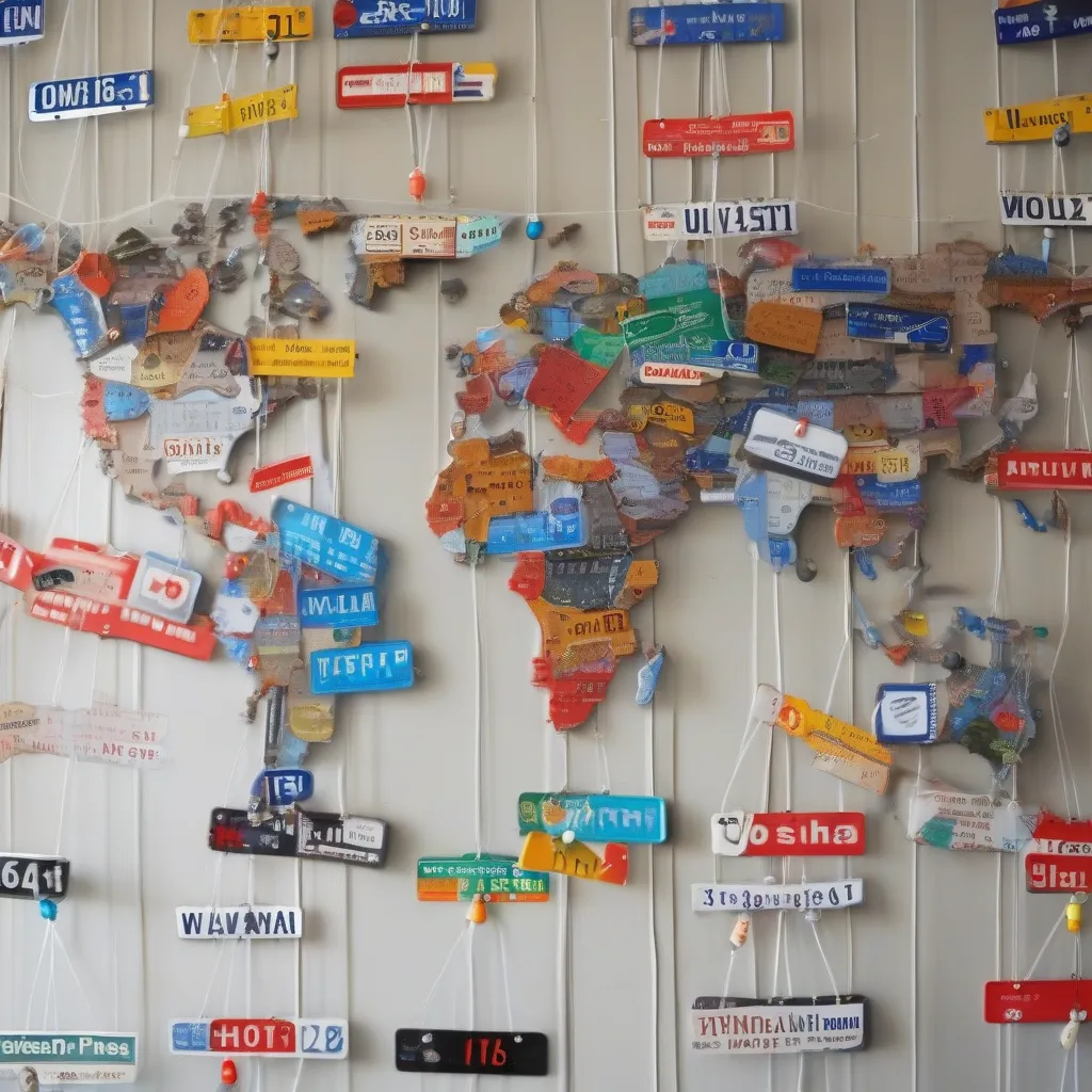 License Plate Collection on a World Map