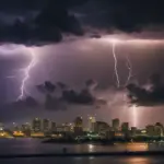 Lightning Storm over City