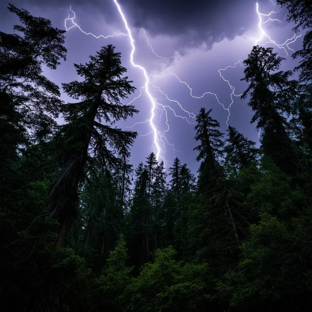 Lightning Storm in a Forest