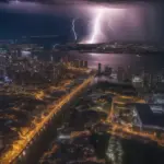 Lightning Storm Over City