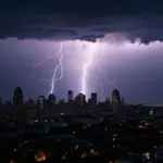 Lightning Storm Over City