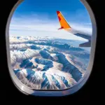 Aerial view of the Andes Mountains from a plane window