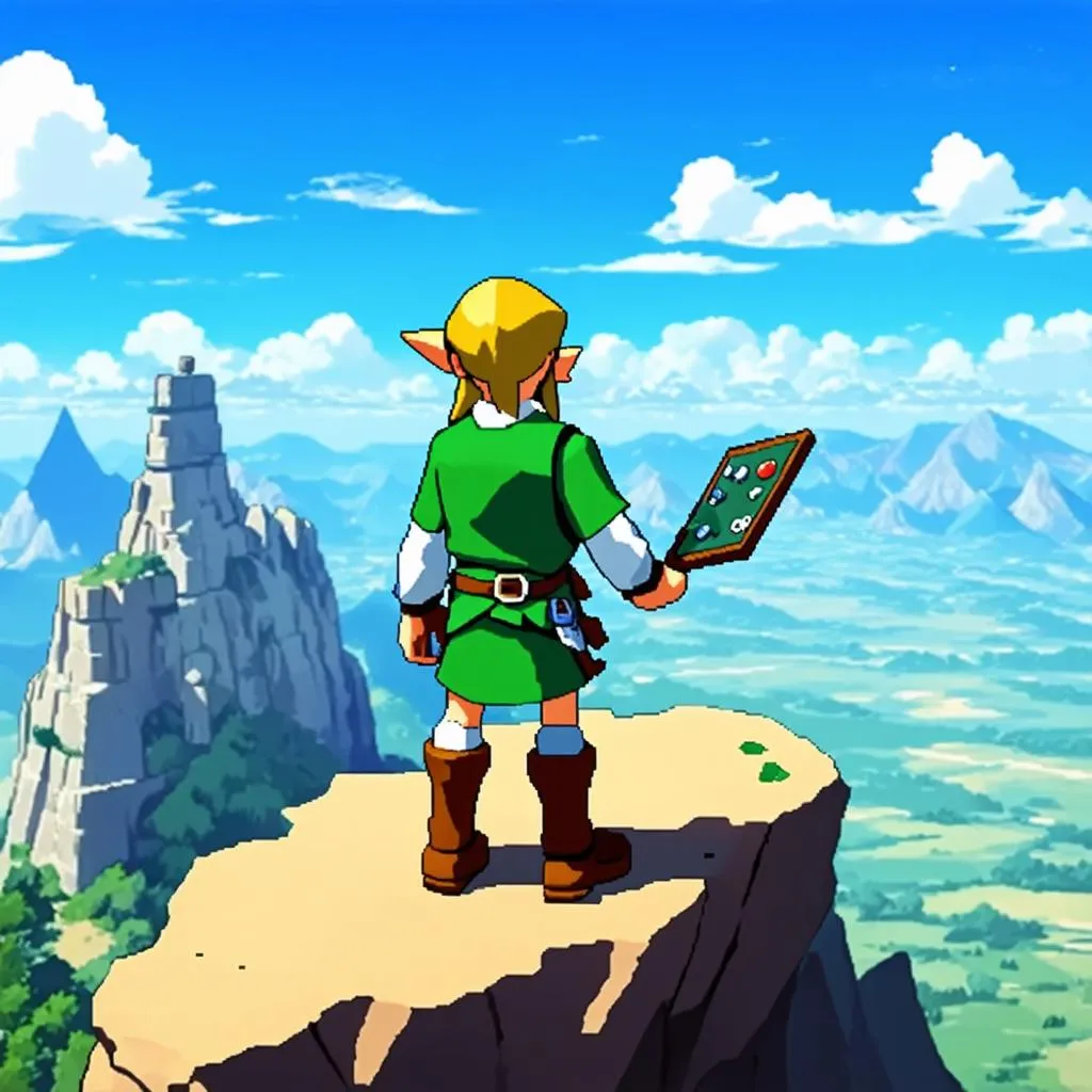 Link Using Sheikah Slate to Fast Travel