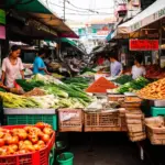 Bustling Food Market in Thailand