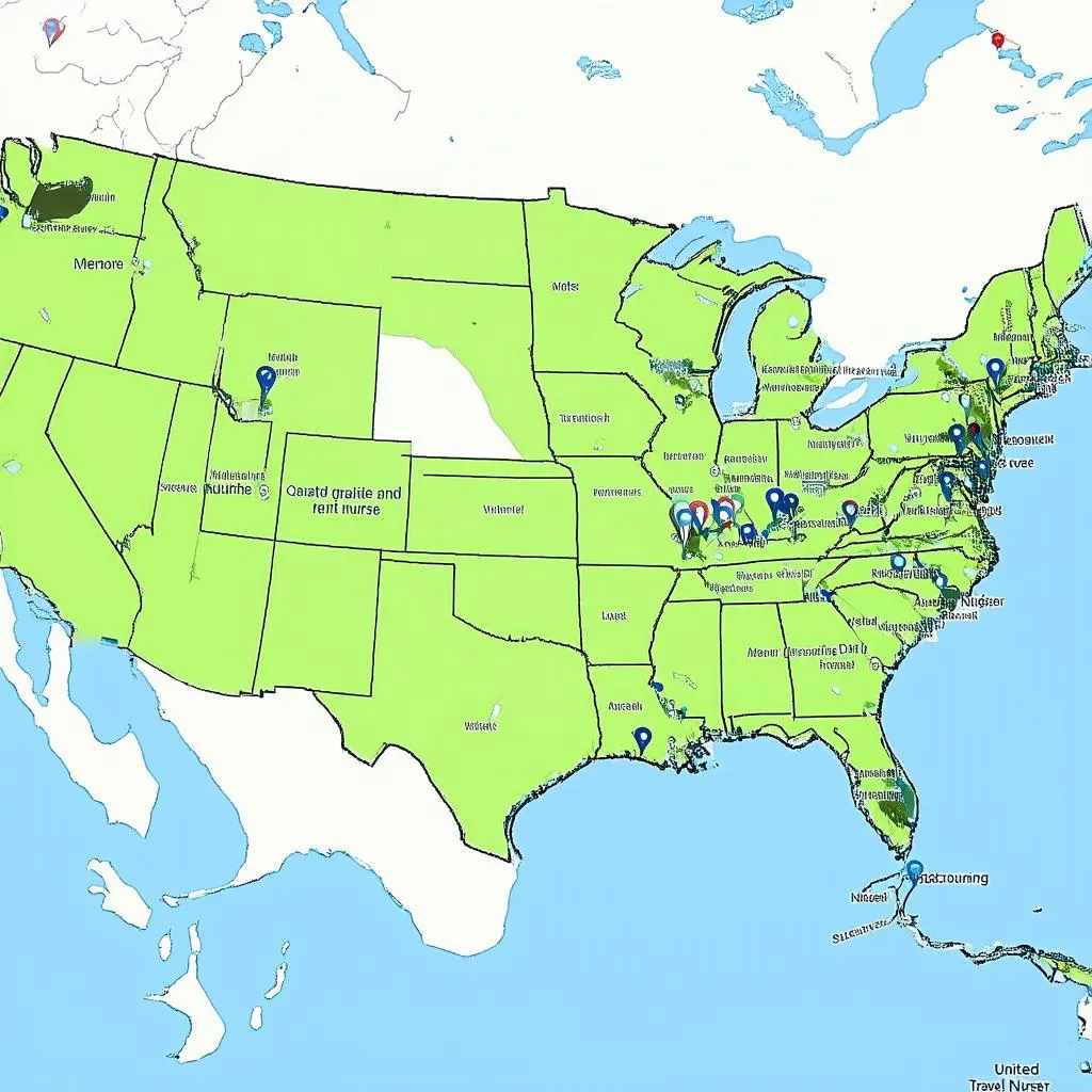 Map of local travel nurse assignments