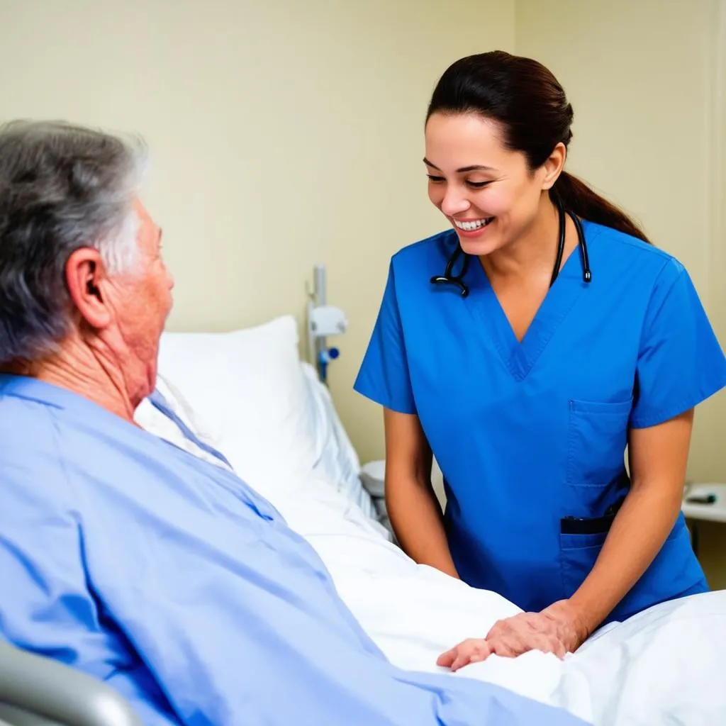 Local travel nurse assisting a patient