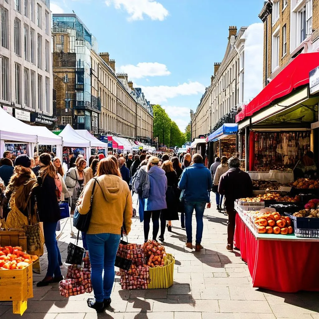 Bustling London Street Market