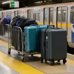 Lost Luggage at a Bustling Train Station