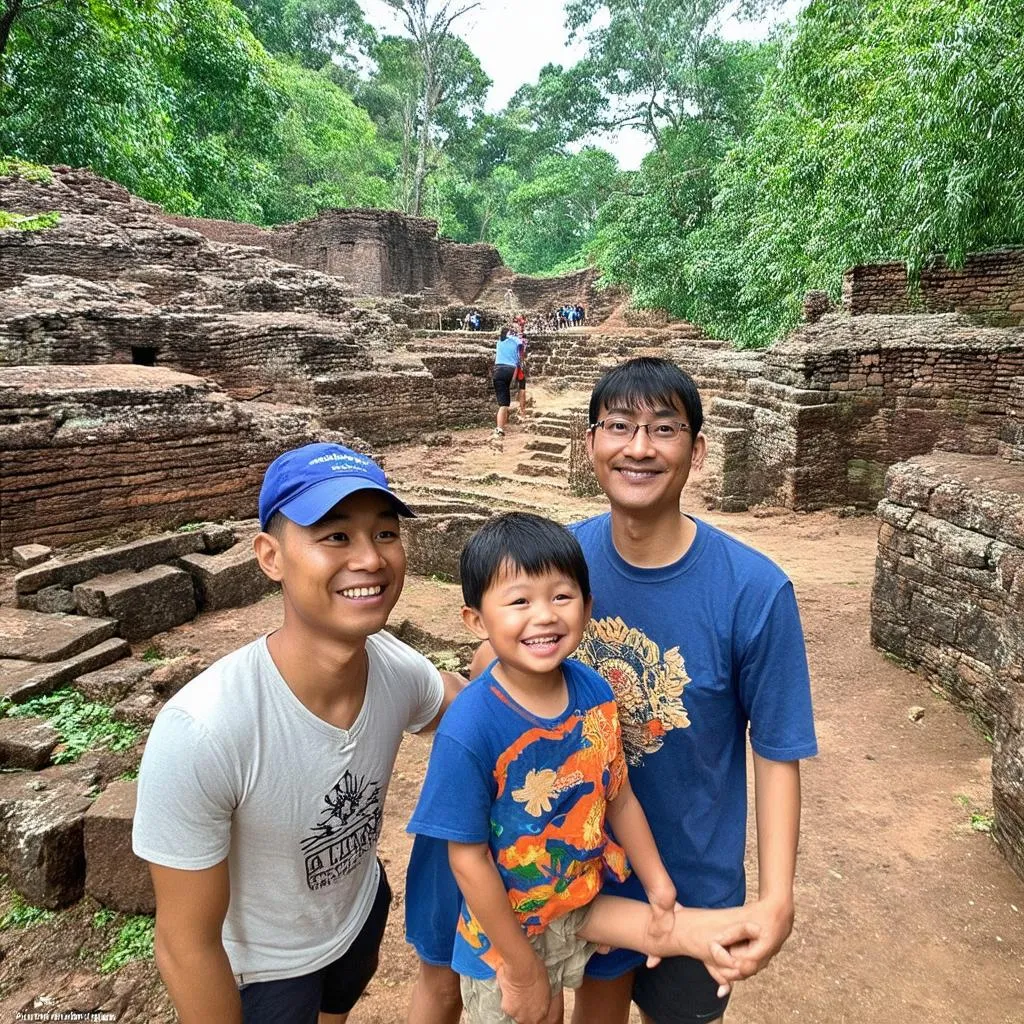 Family Exploring Ruins