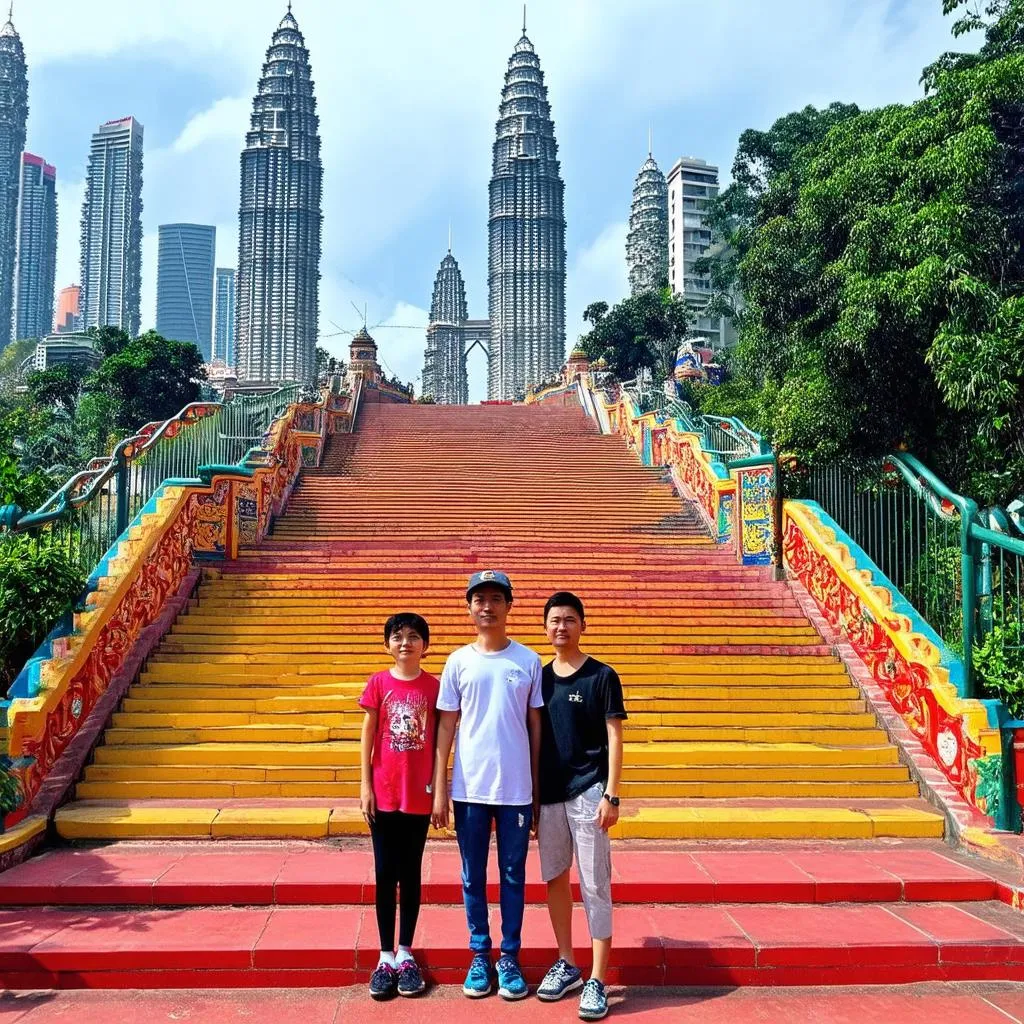 Family exploring the Batu Caves