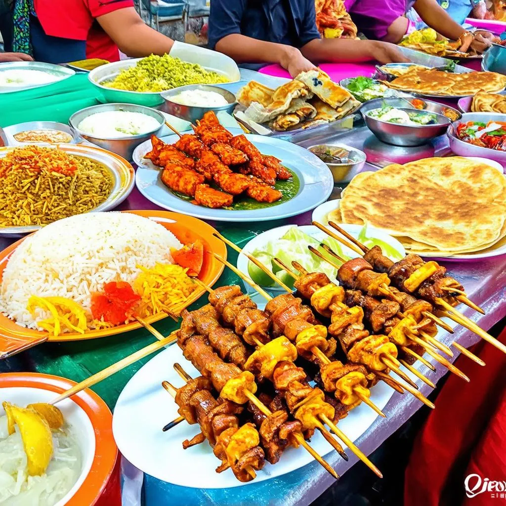 A vibrant array of Malaysian street food