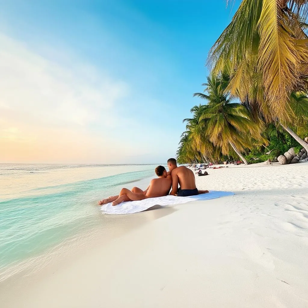 Couple Relaxing on a Maldivian Beach