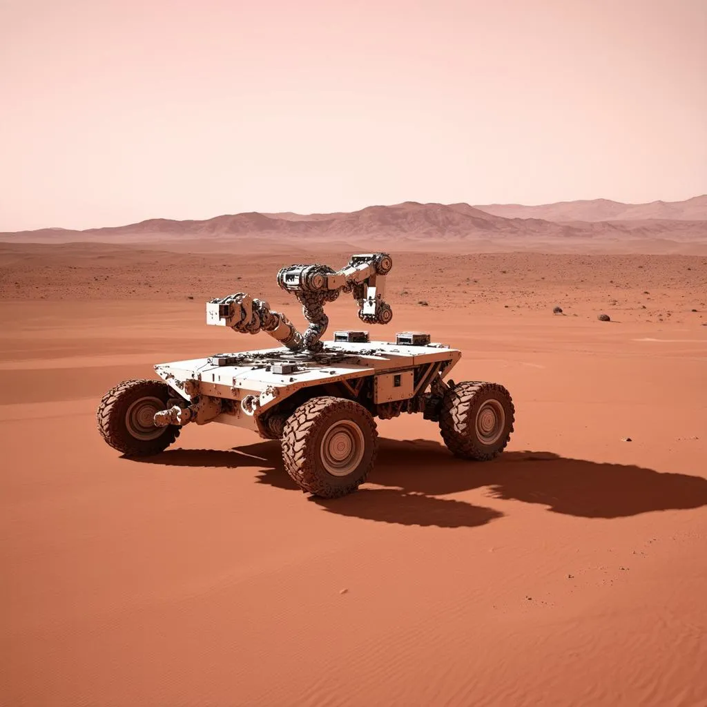 Mars Rover Exploring a Flat Plain