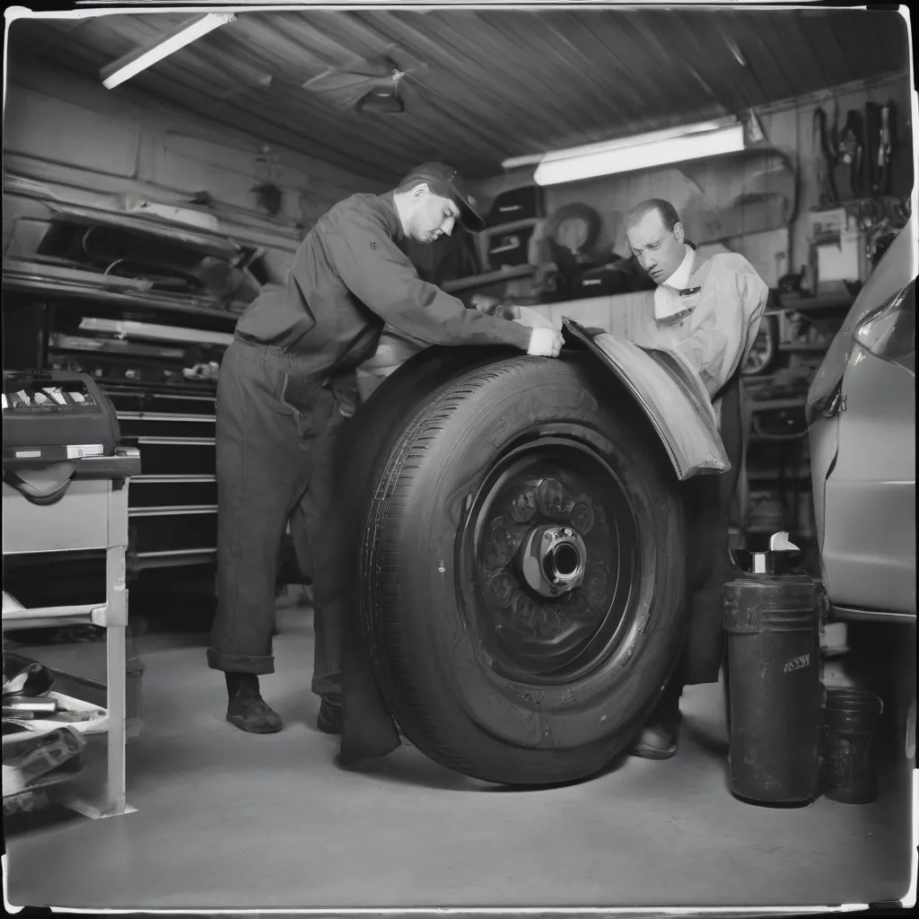 Mechanic Inspecting Spare Tire