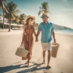 Couple enjoying the beach after a medical procedure