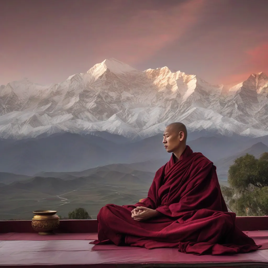 Meditating Monk in Bhutan