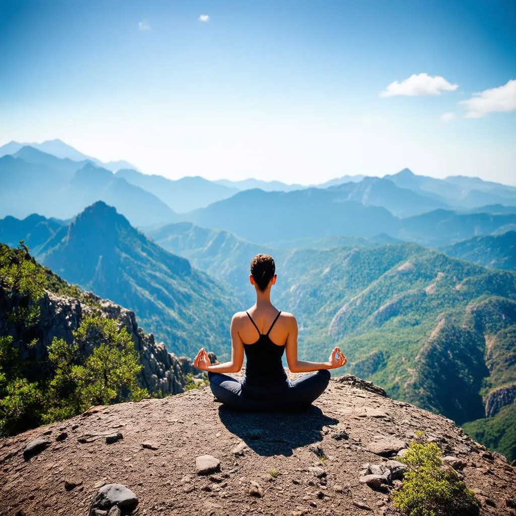 Meditating on Mountain Top