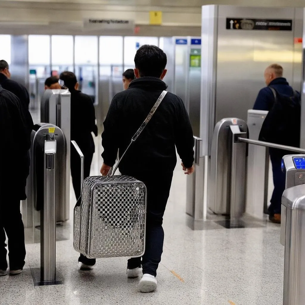 Metal Frame Bag at Airport Security