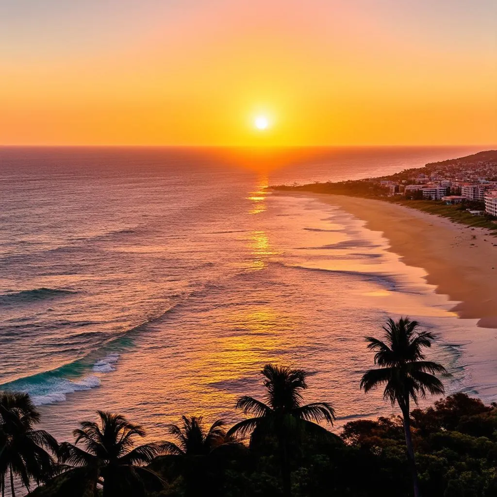 Sunset over the Pacific Ocean in Mexico