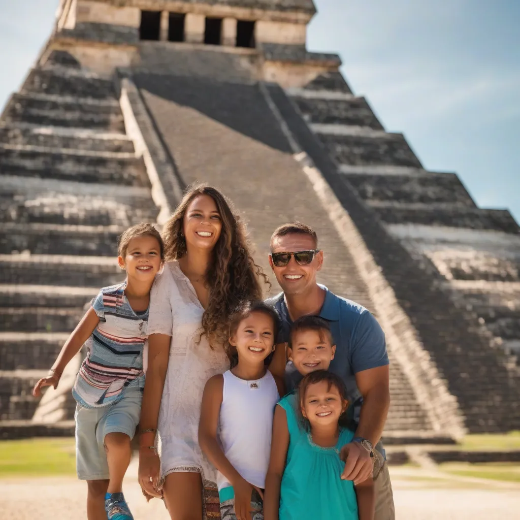 Family Visiting Mexican Pyramids