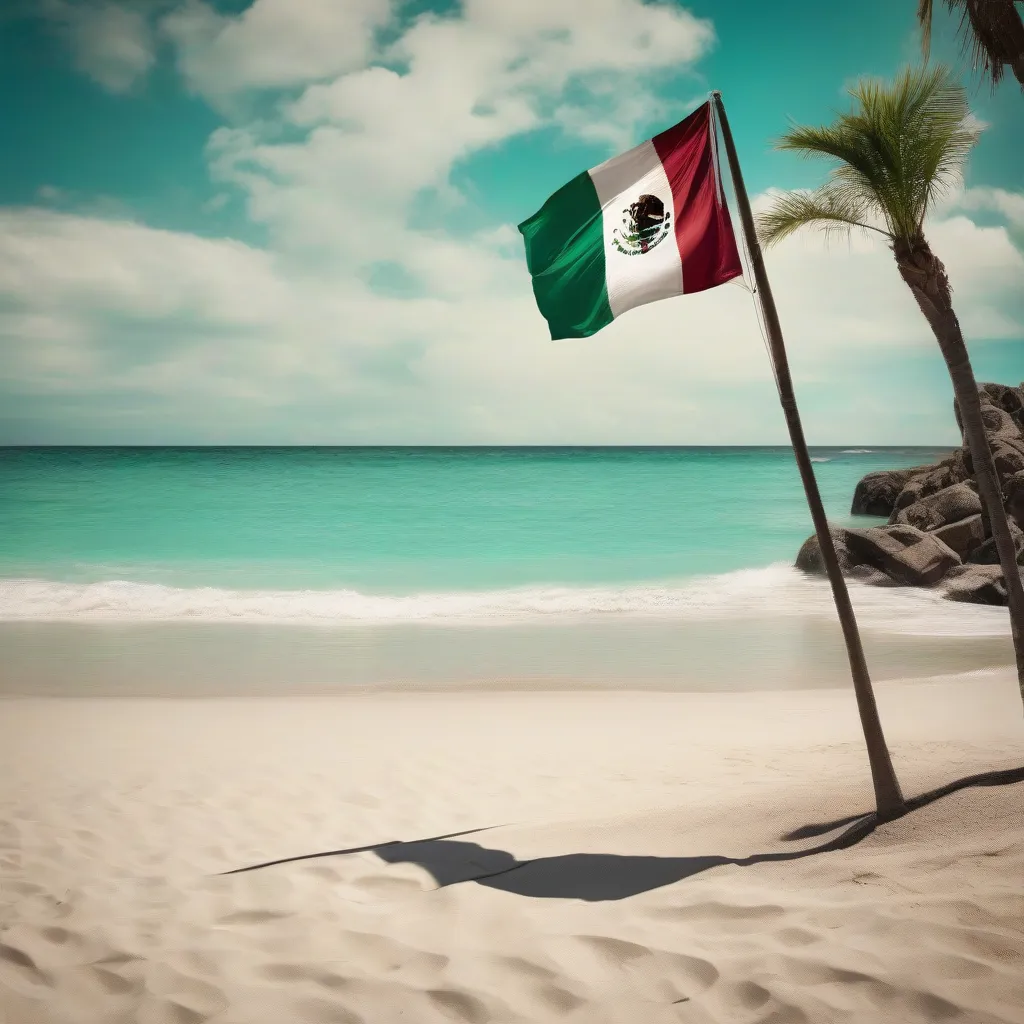 Mexican Flag on Beach