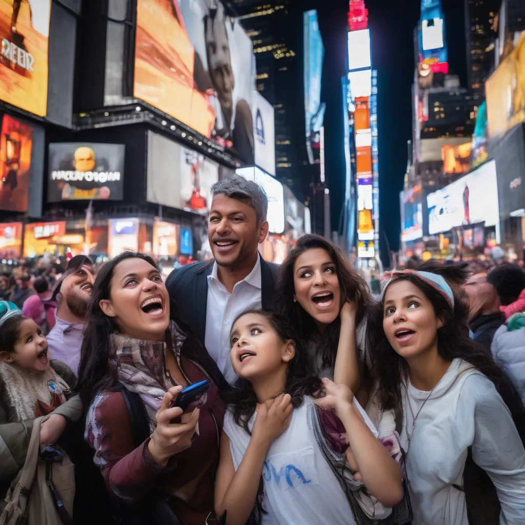 Mexican Tourists Exploring Times Square, New York City