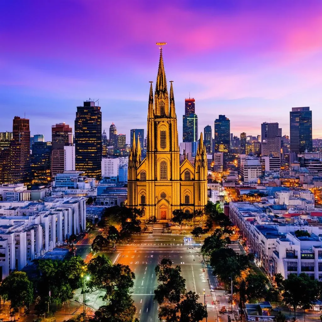 Mexico City Skyline at Sunset