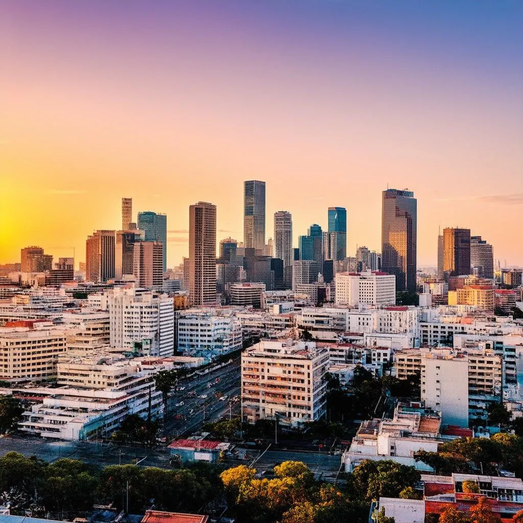 Mexico City Skyline at Sunset