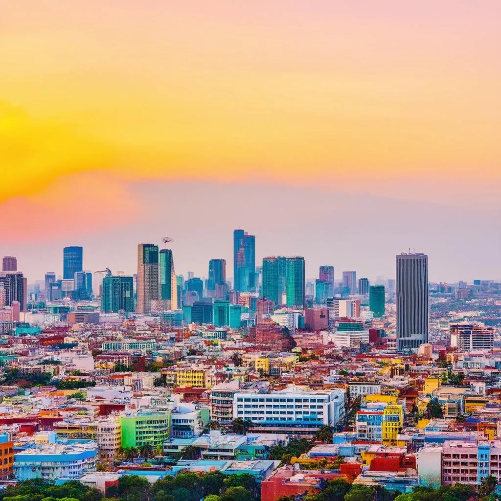 Mexico City Skyline at Sunset