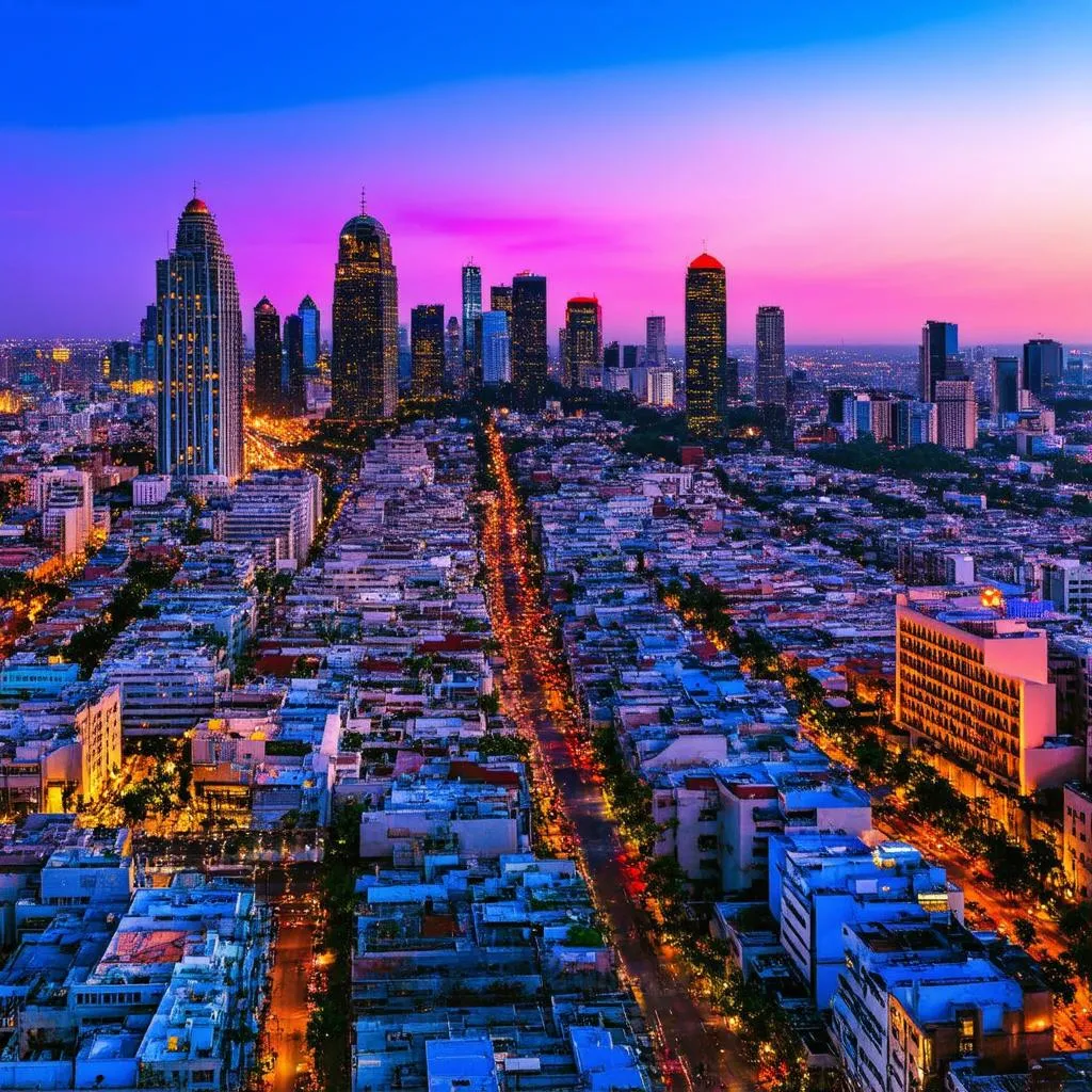 Mexico City Skyline at Dusk