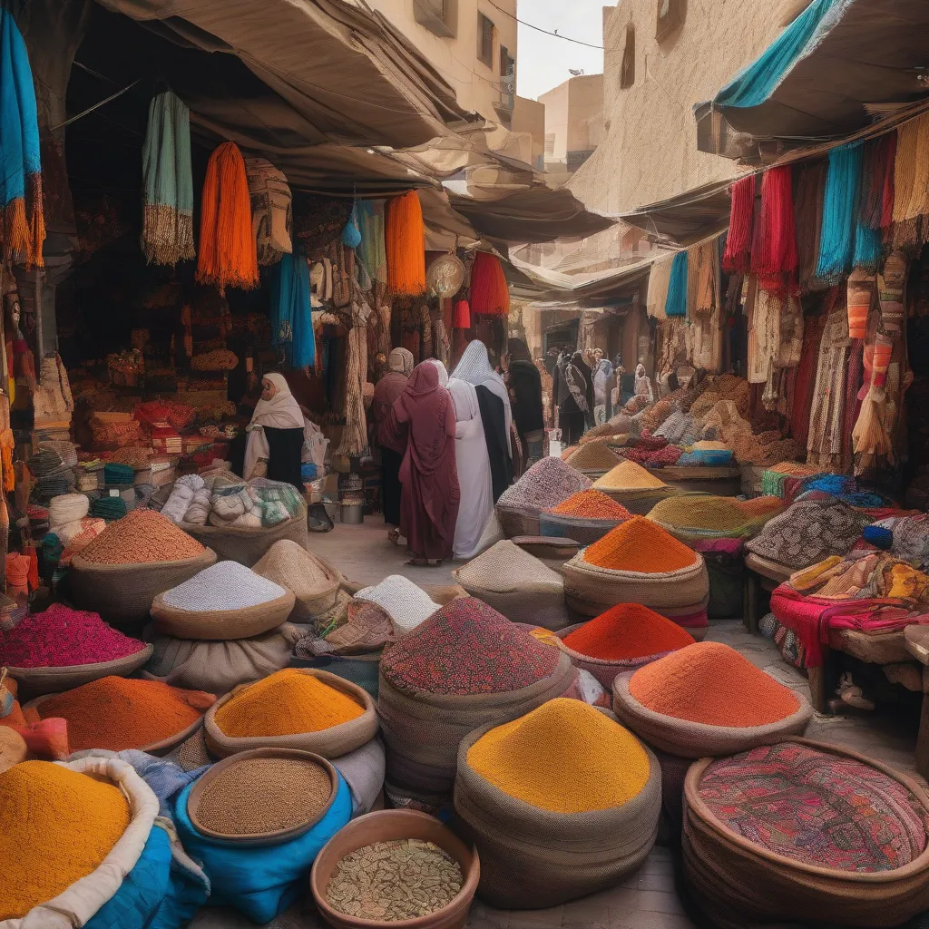 Bustling marketplace in the Middle East