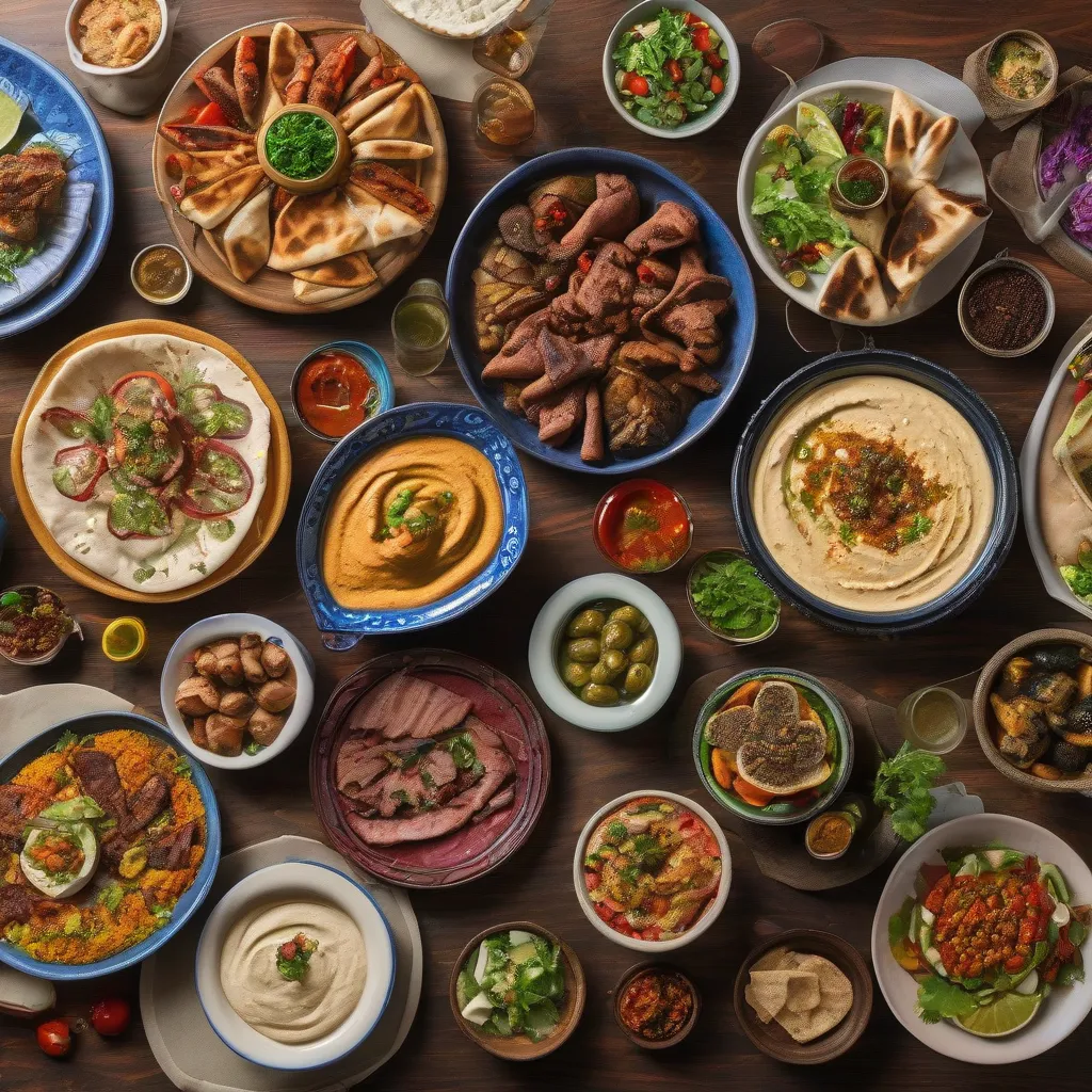 Delicious spread of Middle Eastern cuisine