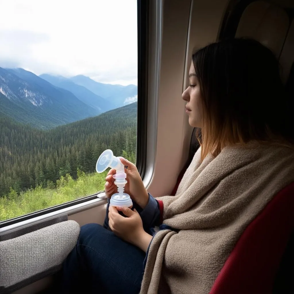 Mom Pumping Discreetly on Train