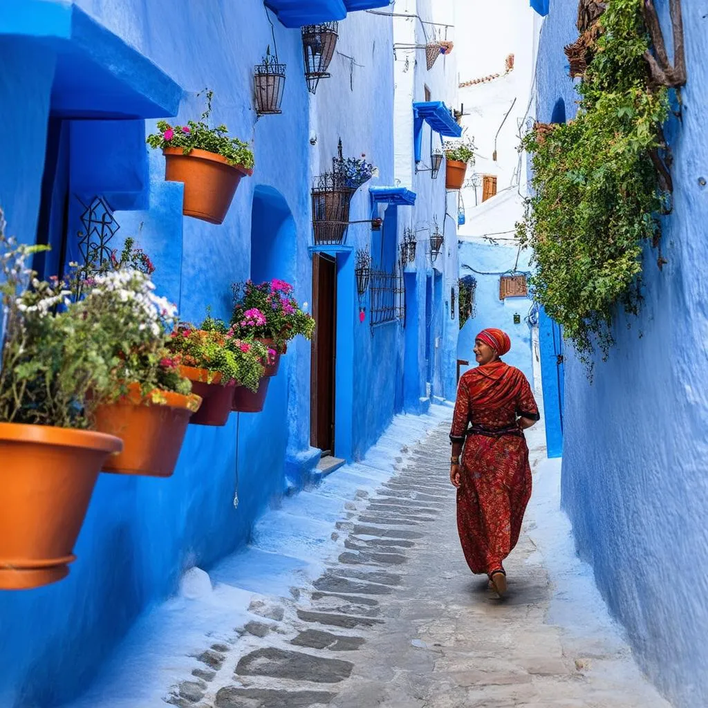 Picturesque blue-washed streets of Chefchaouen