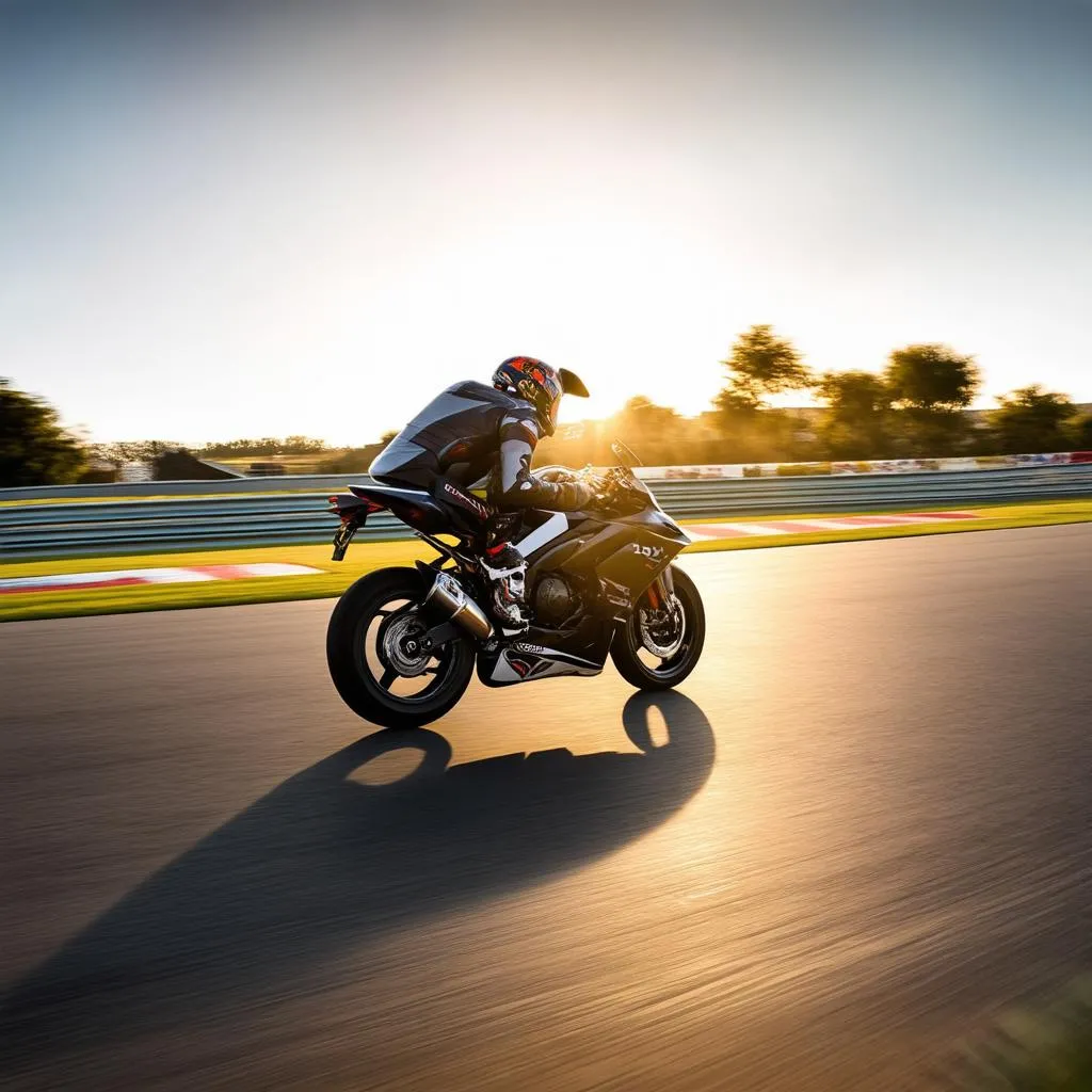 Motorbike Speeding on Open Track