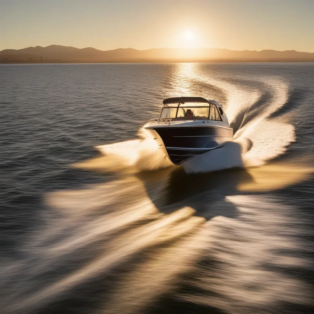 Motorboat cruising along the California Coast