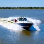 Motorboat Traveling Upstream