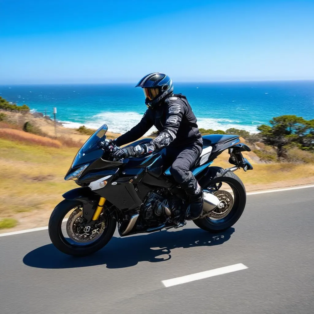 Motorcycle on the Pacific Coast Highway