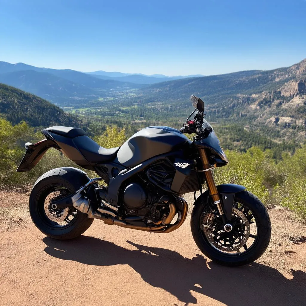 Motorcycle Parked at Scenic Overlook