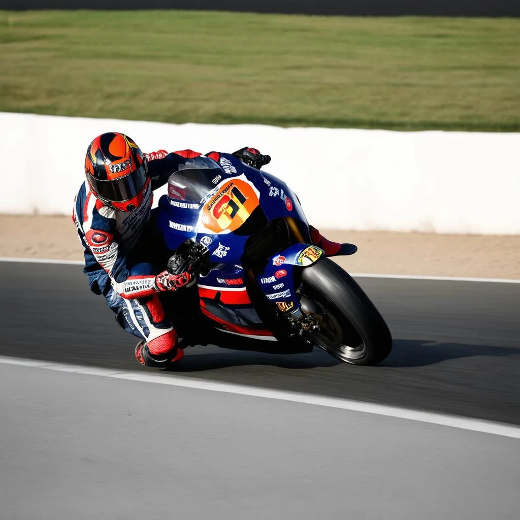 Motorcycle Leaning into a Turn