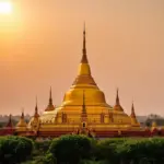 Myanmar Pagoda Sunset