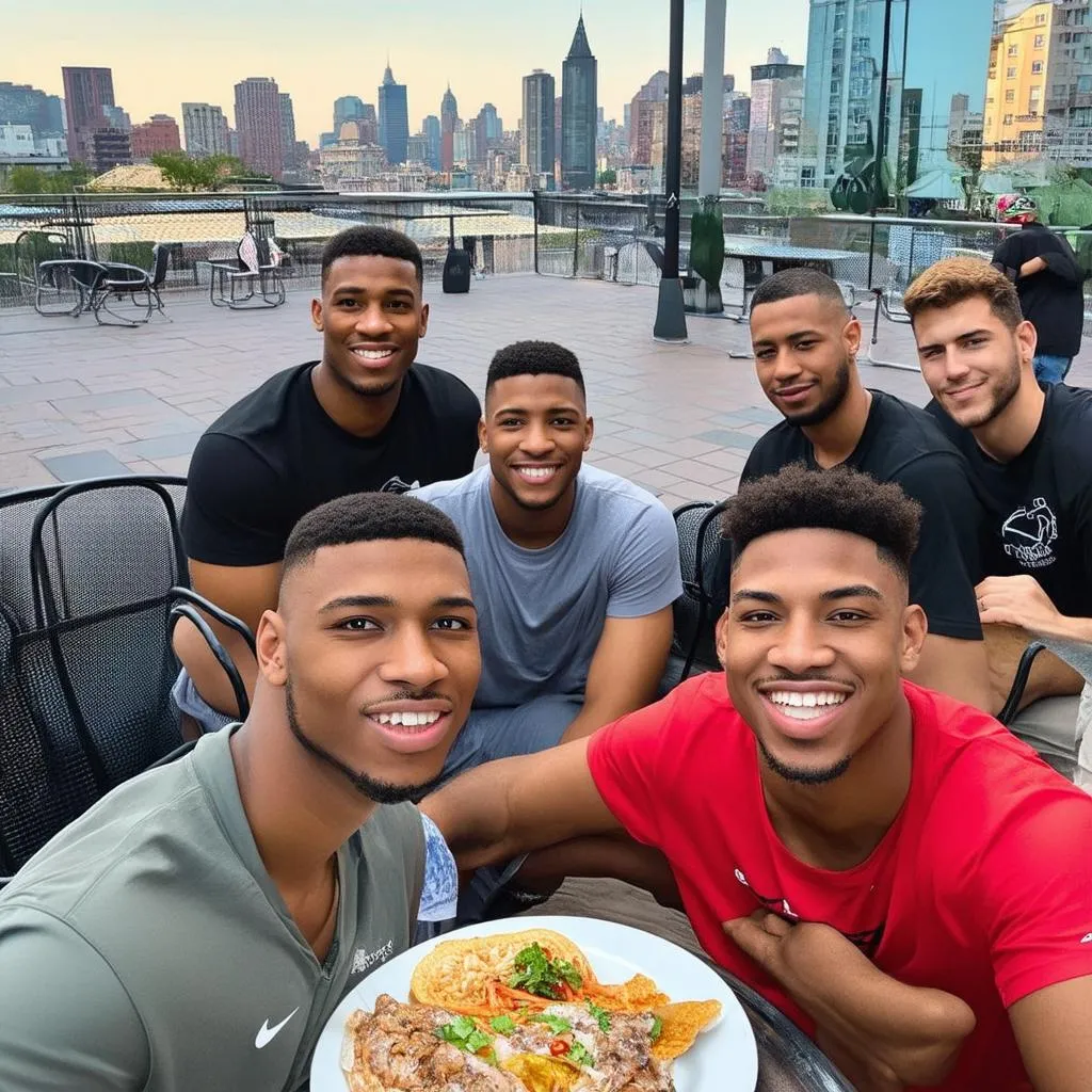 NBA Players Exploring a City