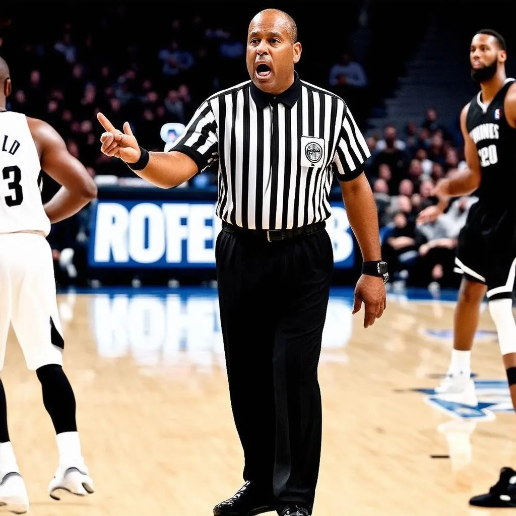 NBA Referee Officiating a Game