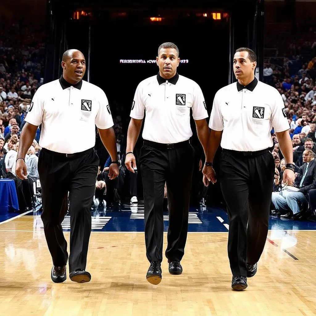 NBA Referees Walking Through Arena