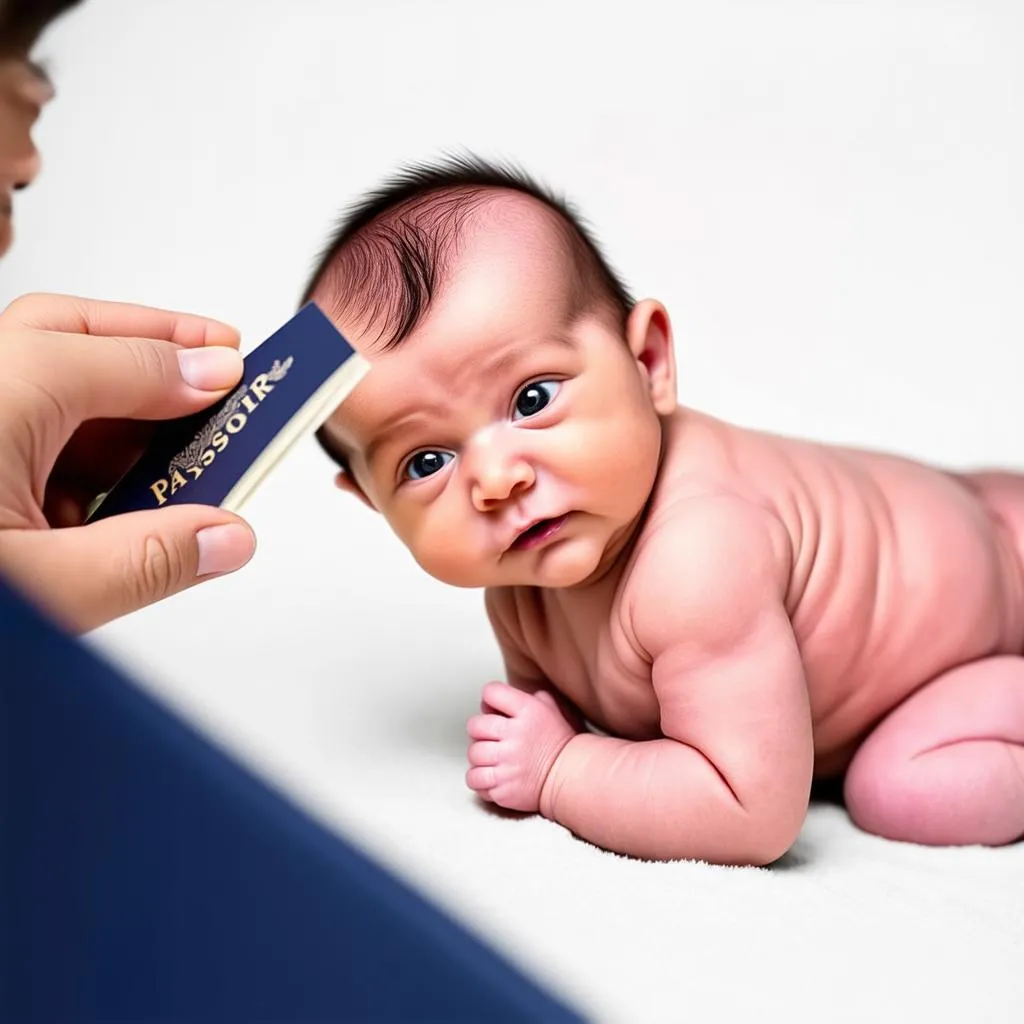 Passport photo of a newborn